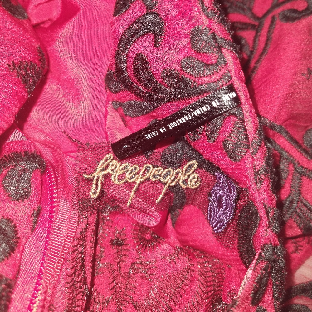 FREE PEOPLE Want to Want Me Red/Black Embroidery Mini Dress - Picture 8 of 11